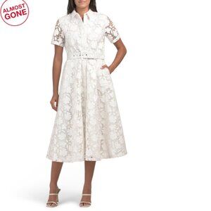 TOCCIN Optic White Jean Short Sleeve Shirt Dress